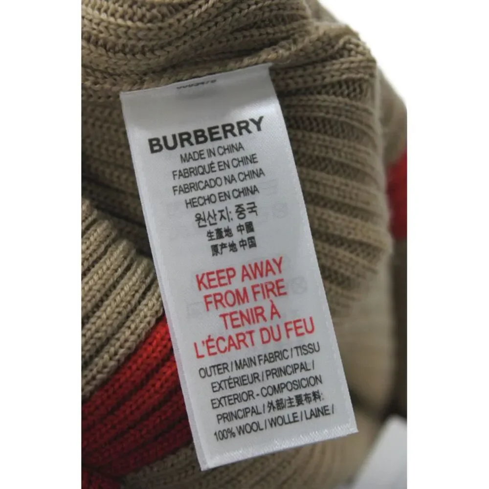 Burberry Girls Beige Striped Wool Pencil Midi Skirt Size 14
